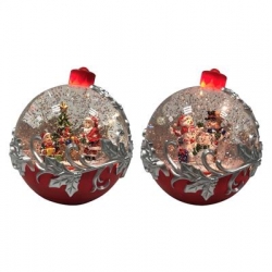Spinning ball watersnowing - 2ass Red-Battery-LED-6.5x6.5x21cm
