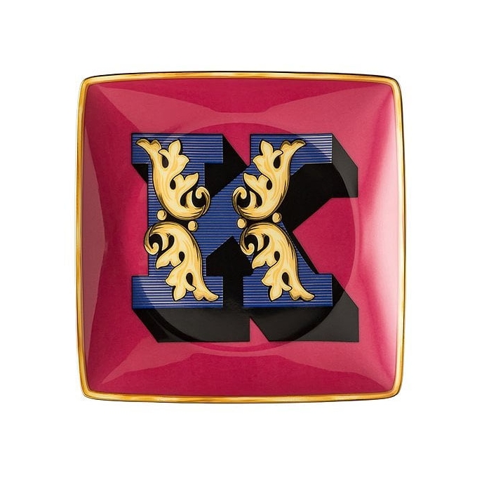 Coppetta quadra piana alfabeto 12 cm lettera k versace