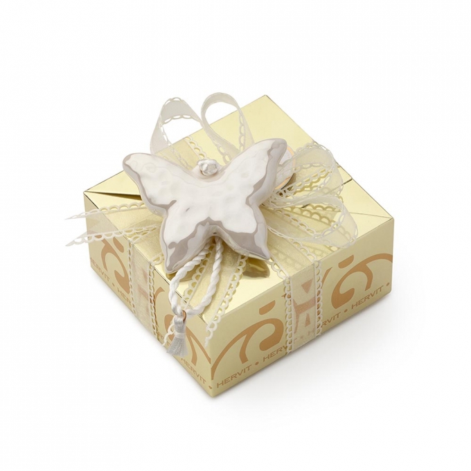 Scatola carat gold con farfalla bianca Hervit