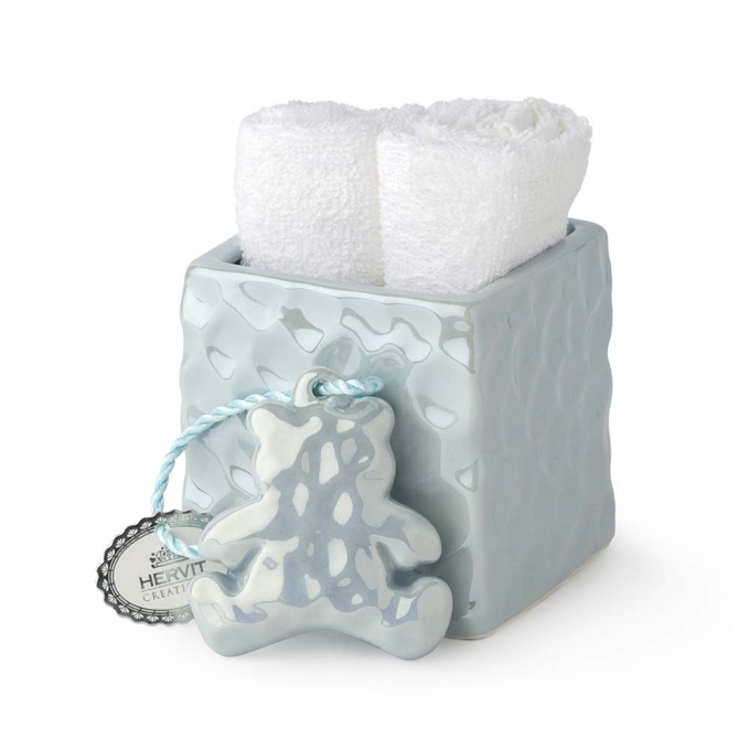 Contenitore cubo in porcellana blu perlato Hervit