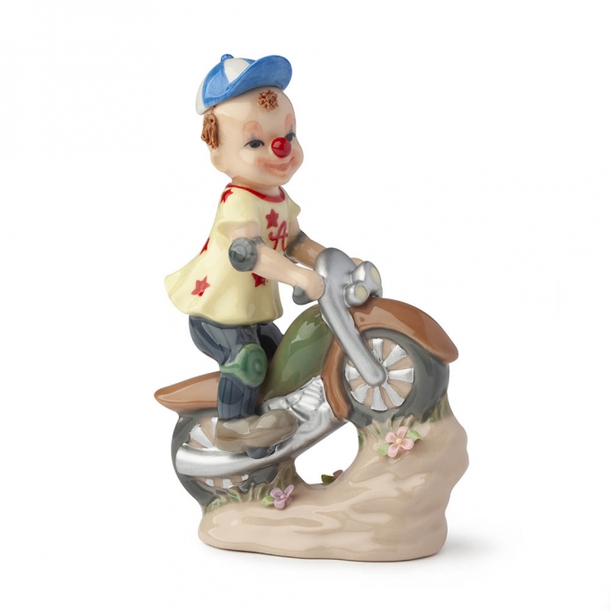 Clown Motociclista Porcellana 15Cm Hervit