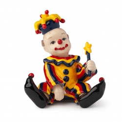 Clown Seduto Porcellana 11Cm Giallo Hervit