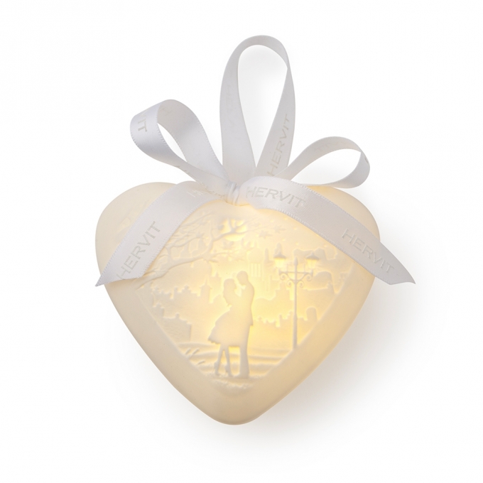 Cuore porcellana bianca biscuit love 10cm Hervit