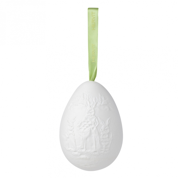 Uovo porcellana bianca biscuit app.spring 8cm hervit