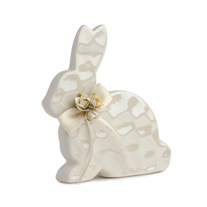 Coniglio porcellana flat bianco 13cm Hervit