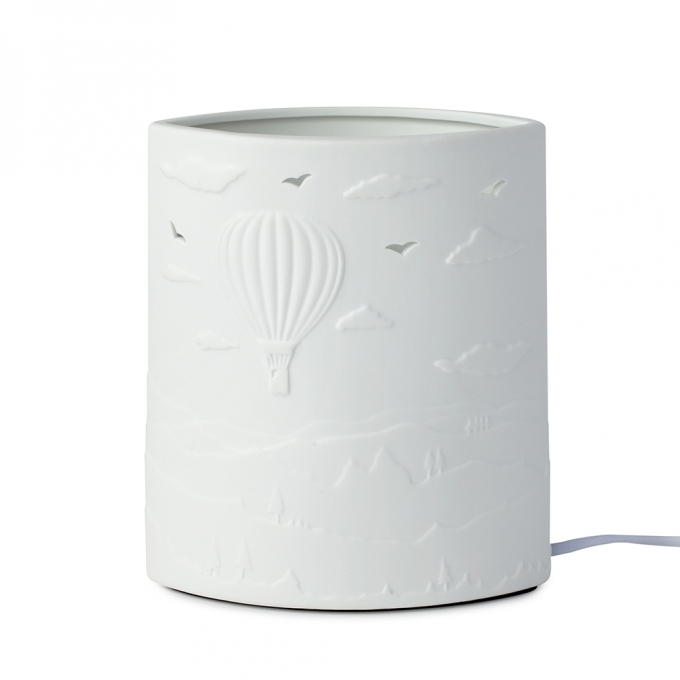 Lampada porcellana mongolfiera 18x9,5x20cm(h) hervit