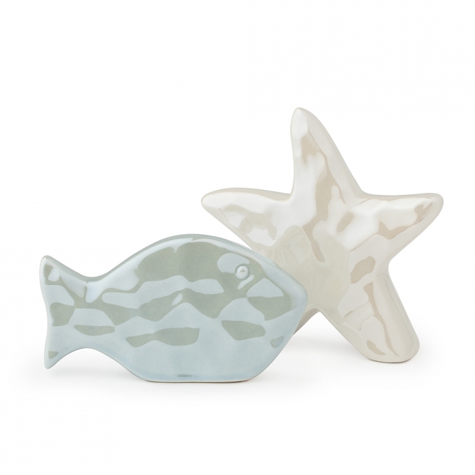 Set stella marina/pesce porcellana 11cm hervit