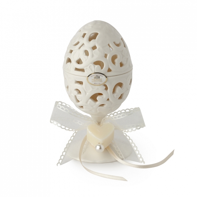 Contenitore uovo porcellana traforata dia10x15cm hervit