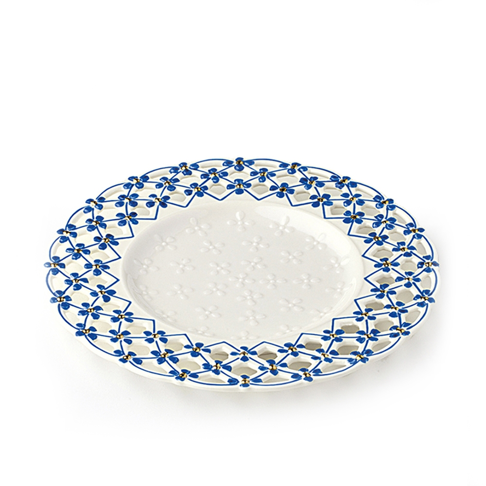 Piatto tondo porcellana traforata 20cm bianco Hervit