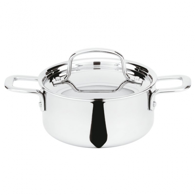 casseruola bassa 2 man. con coperchio. cm 12 serie 2500 3-ply inox-alluminio-inox Paderno
