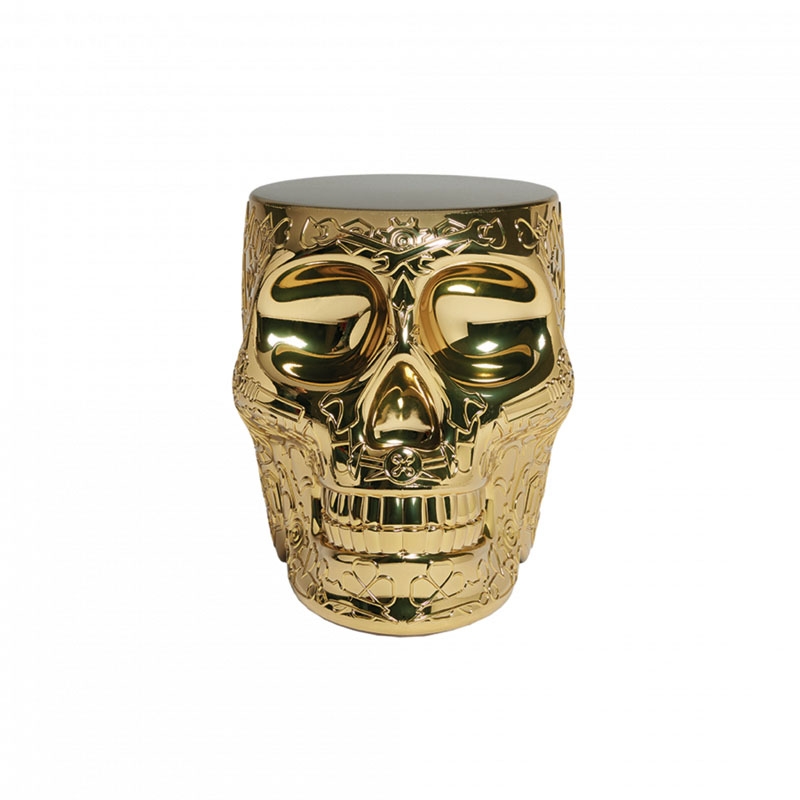 Tavolino sgabello oro teschio mexico Qeeboo