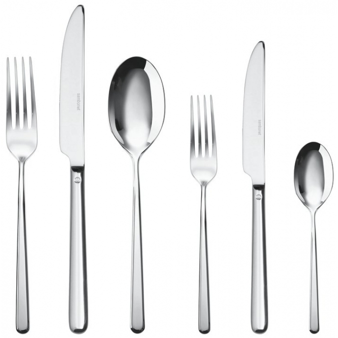 Servizio 72 posate Monoblocco Linear - Inox placcato argento Sambonet