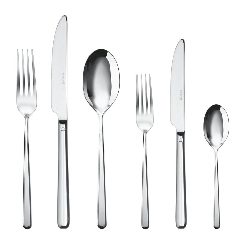 Servizio 72 posate Monoblocco Linear - Inox placcato argento Sambonet