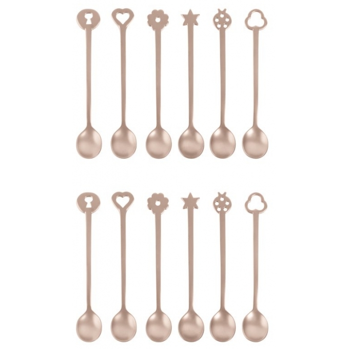 Set 12 Cucchiaini Party Portafortuna Living Inox Antique PVD Champagne Sambonet