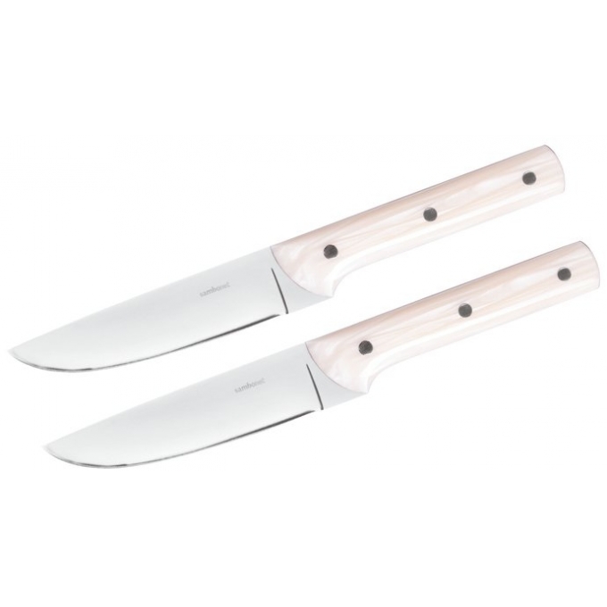 Set 2 Coltelli Bistecca Lama Liscia Porterhouse Inox Effetto Avorio Sambonet