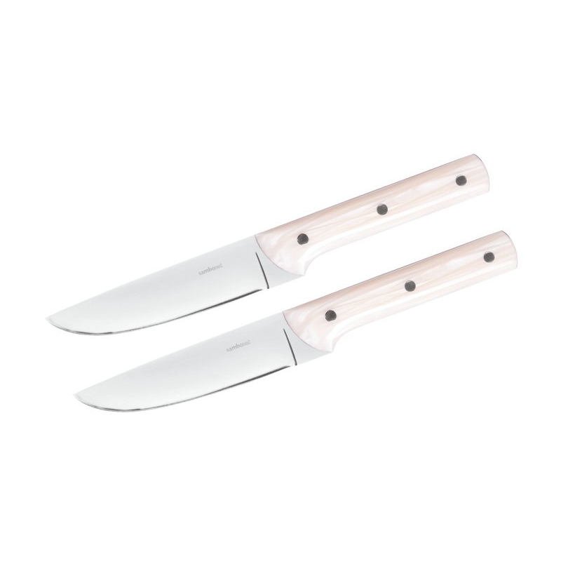 Set 2 Coltelli Bistecca Lama Liscia Porterhouse Inox Effetto Avorio Sambonet