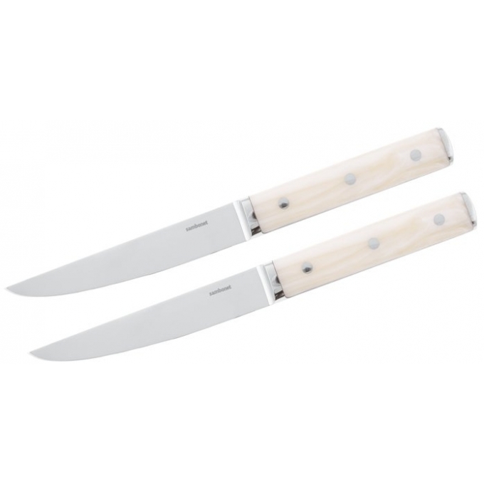 Set 2 Coltelli Bistecca Lama Liscia Sirloin Inox Effetto Avorio Sambonet