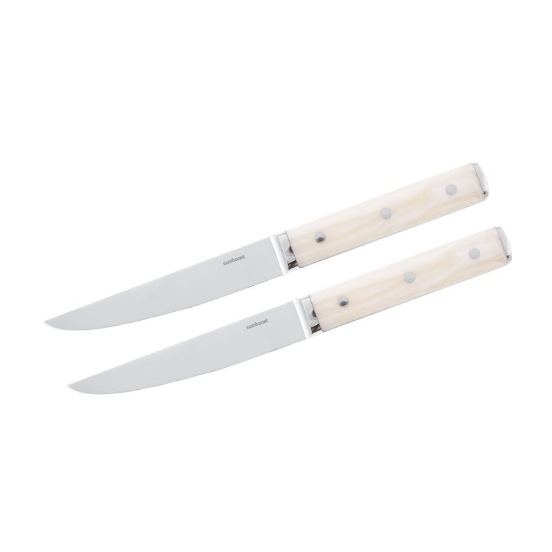 Set 2 Coltelli Bistecca Lama Liscia Sirloin Inox Effetto Avorio Sambonet