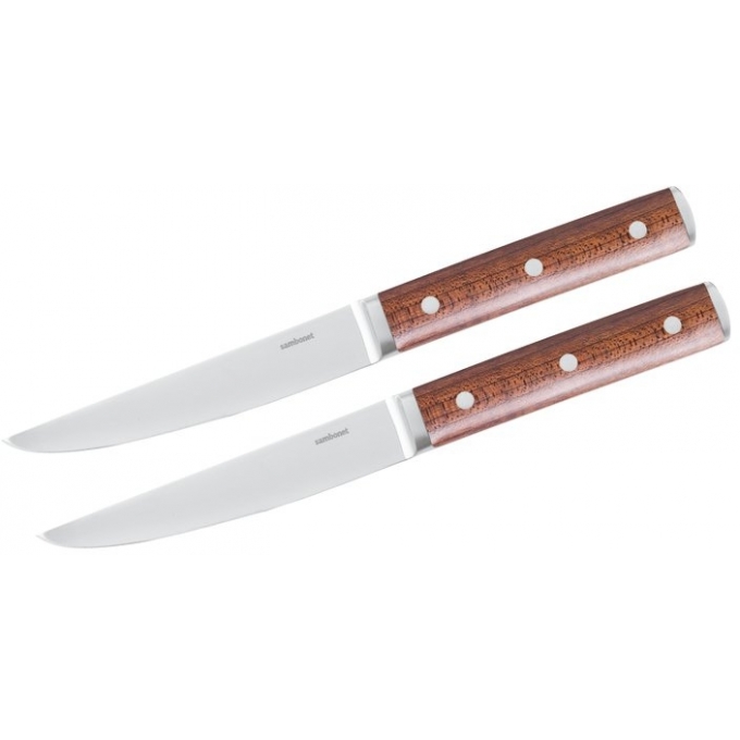 Set 2 Coltelli Bistecca Lama Liscia Sirloin Inox Legno Sambonet