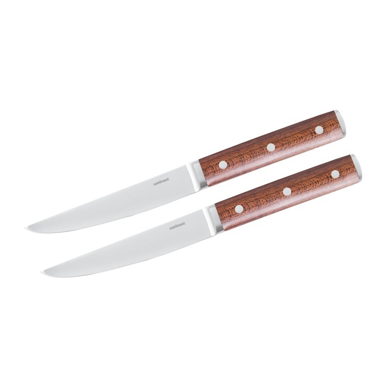 Set 2 Coltelli Bistecca Lama Liscia Sirloin Inox Legno Sambonet