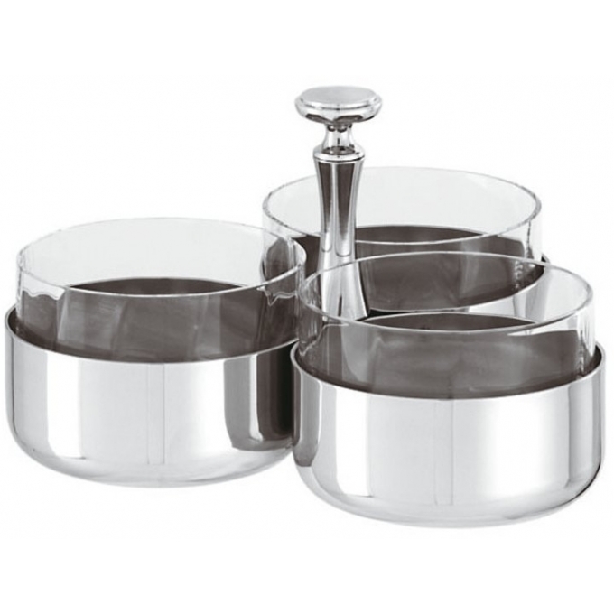 Portasalatini 3 Comparti C/Cristalli Elite Inox Sambonet