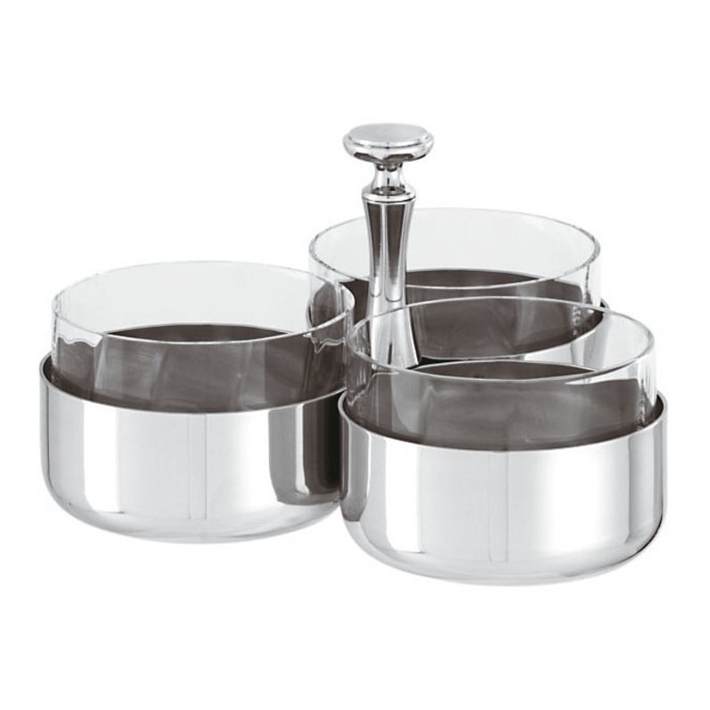 Portasalatini 3 Comparti C/Cristalli Elite Inox Sambonet