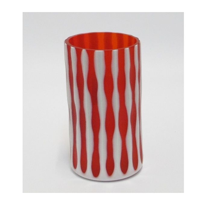 Vaso in vetro bianco e rosso kare design