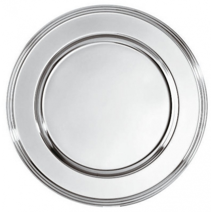 Piatto Presentaz. Cm 31 Bordo Righe Avenue Inox placcato argento Sambonet