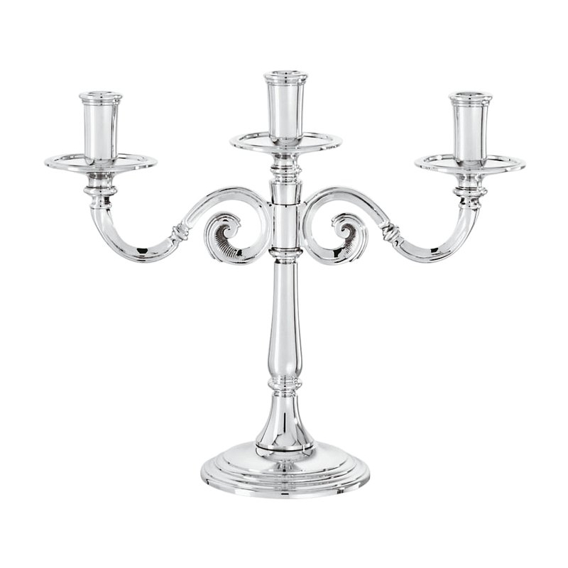 Candelabro 3 Luci Cm 30 Contour Luxury Ottone placcato argento Sambonet