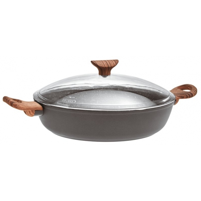 Tegame 2 Maniglie Cm 28 C/Coperchio Rock & Rose Black Alluminio Sambonet