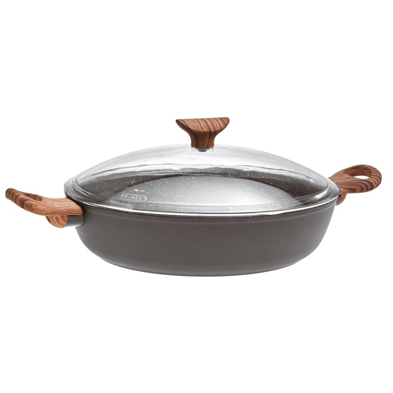 Tegame 2 Maniglie Cm 28 C/Coperchio Rock & Rose Black Alluminio Sambonet