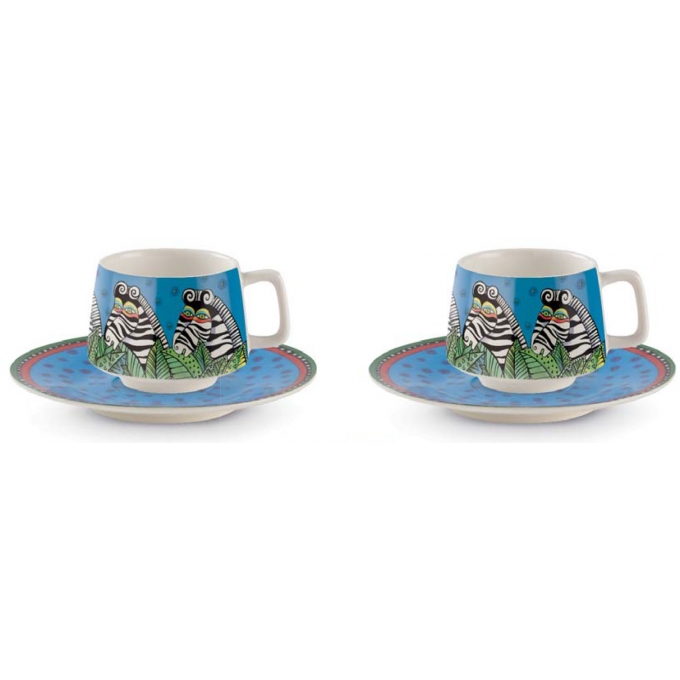 Set 2 tazze caffè jungle azzurre Egan