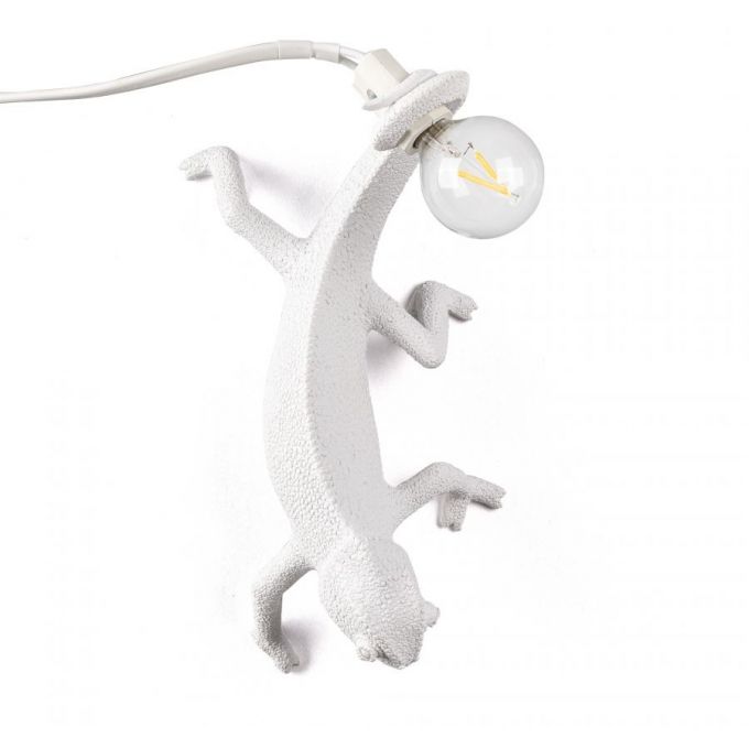 Lampada In Resina Chameleon Lamp Right-Going Down Cm.21,5X11H.10-White Seletti