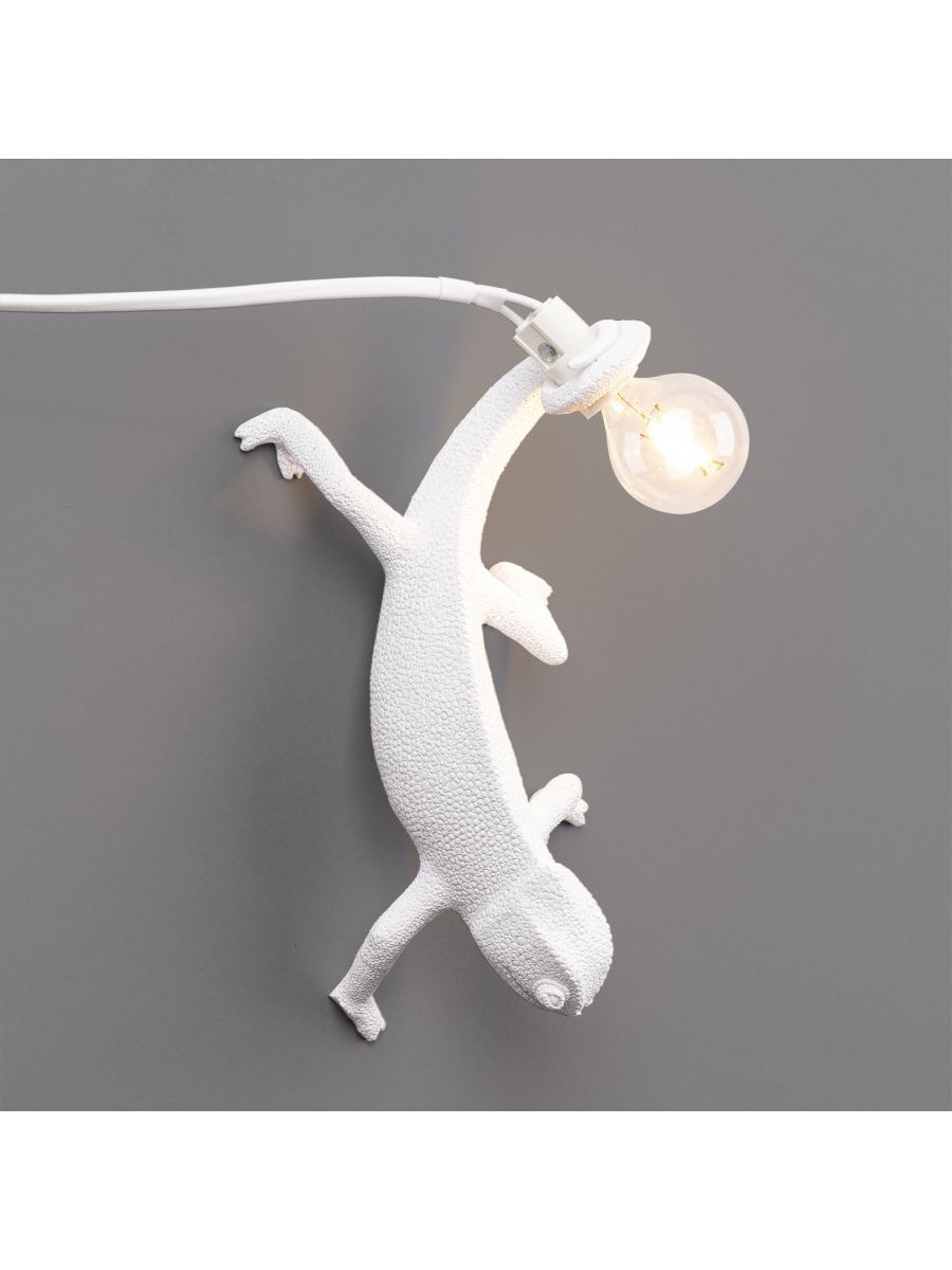 Lampada In Resina Chameleon Lamp Right-Going Down Cm.21,5X11H.10-White Seletti