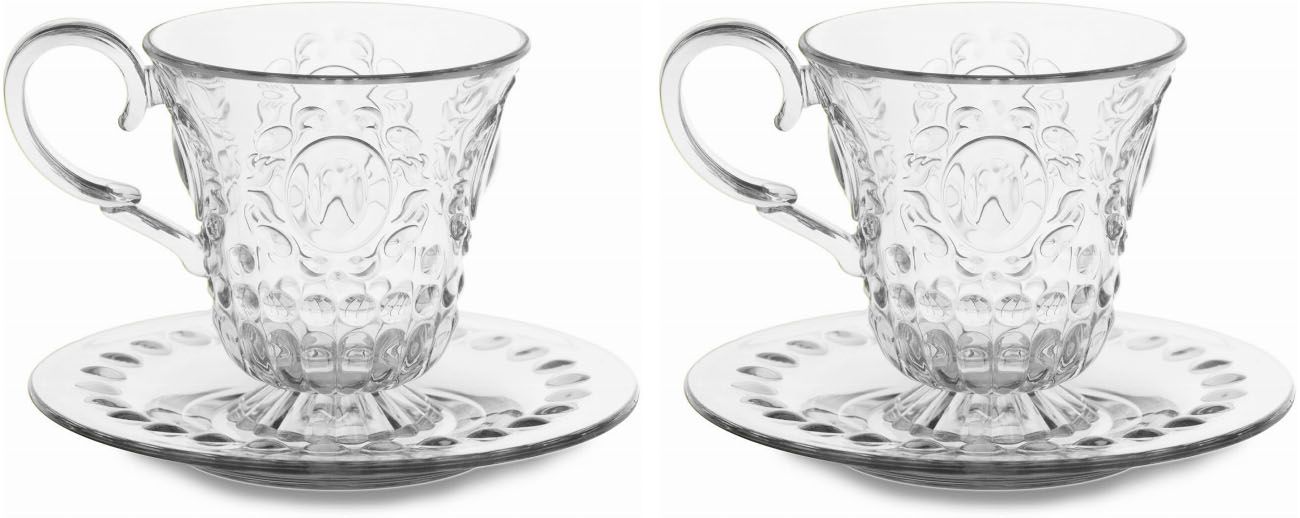 Set 2 tazze tea cappuccino trasparente baci milano