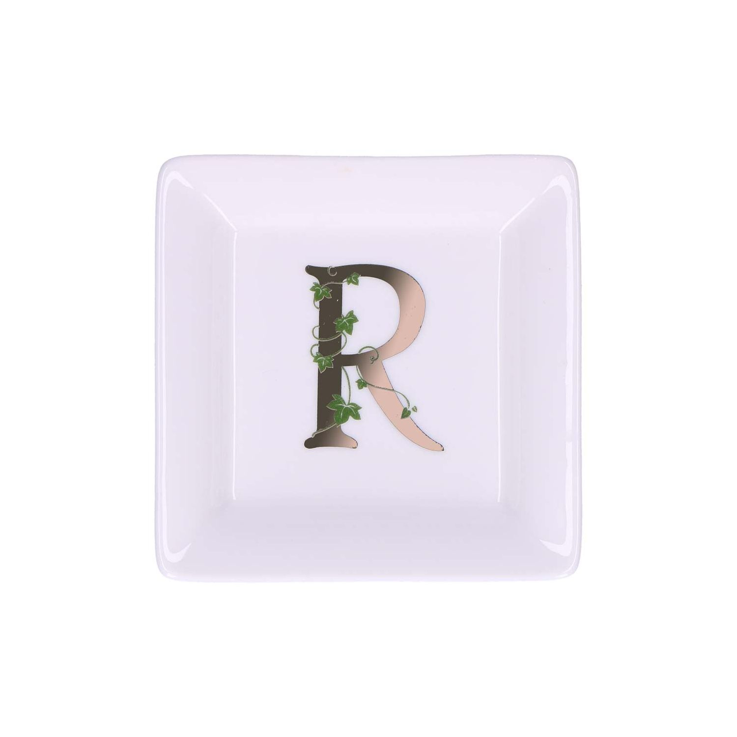 adorato piattino quadrato 'r' 10x10 cm La Porcellana Bianca