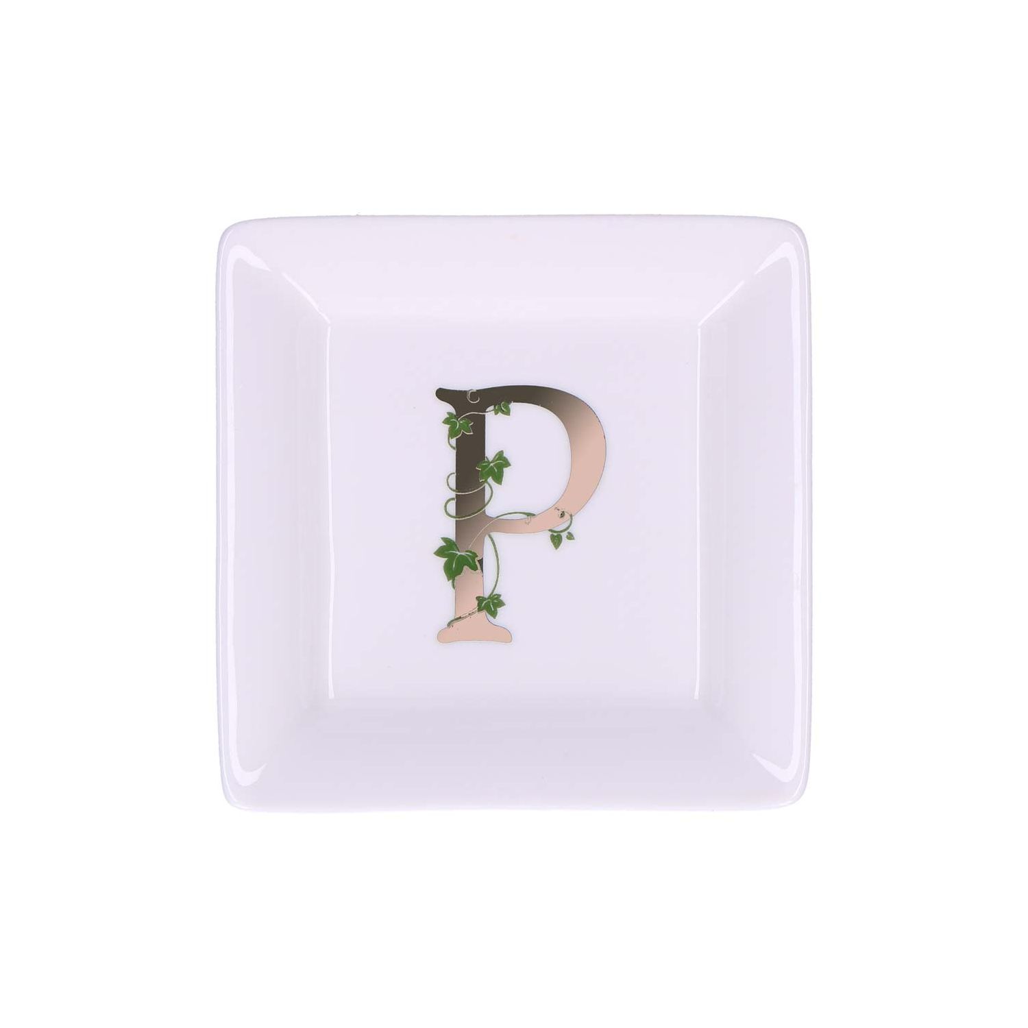 adorato piattino quadrato 'p' 10x10 cm La Porcellana Bianca