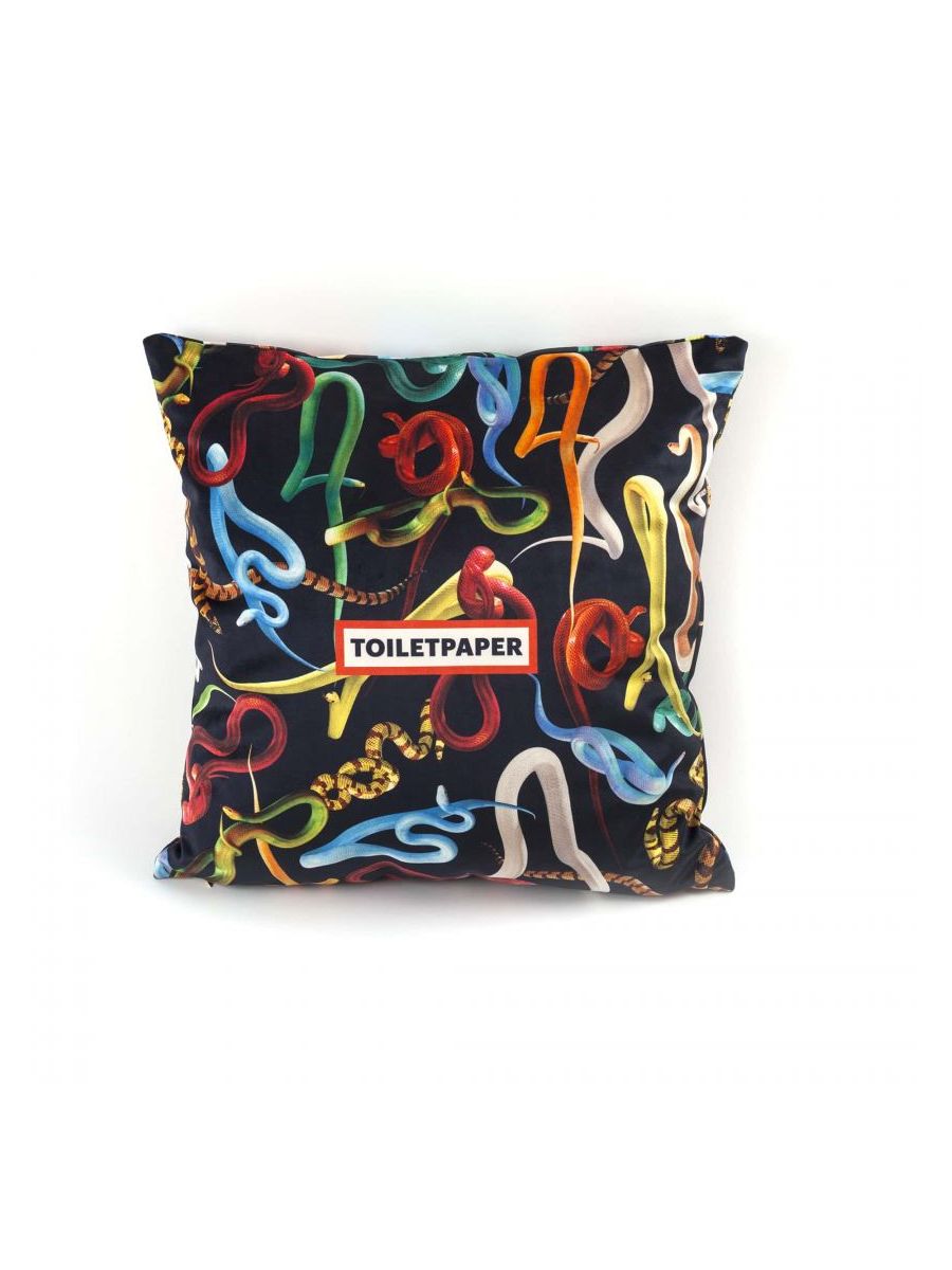 Cuscino In Poliestere-Imbottitura Piuma Toiletpaper Cm.50X50-Snakes Seletti