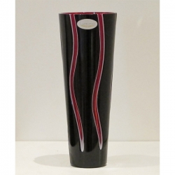 Vaso cilindrico nero e rosso