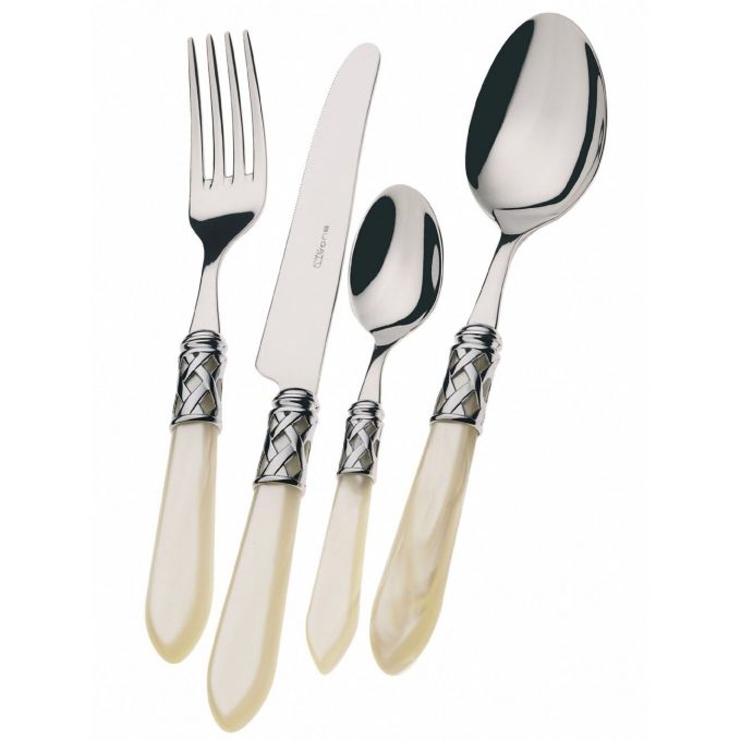 set 24 posate aladdin colore avorio ghiera cromata Casa Bugatti