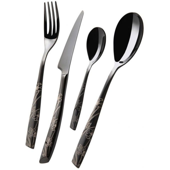 set 24 posate riviera lady nere Casa Bugatti