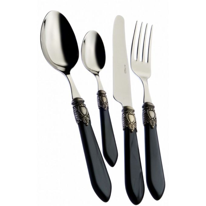 set 24 posate oxford nere ghiera brunita Casa Bugatti