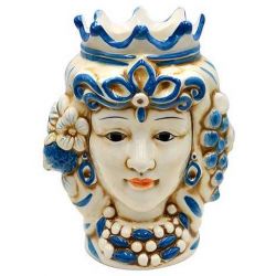 Testa di moro donna colorata in ceramica 13 cm