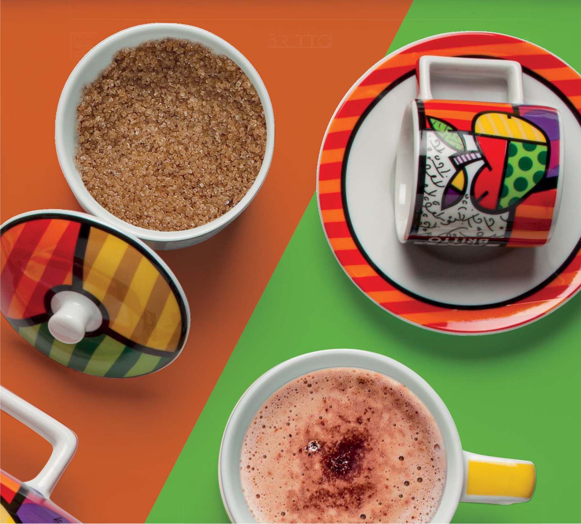 set 2 tazze caffe con piattino britto fiore ml.90 Egan