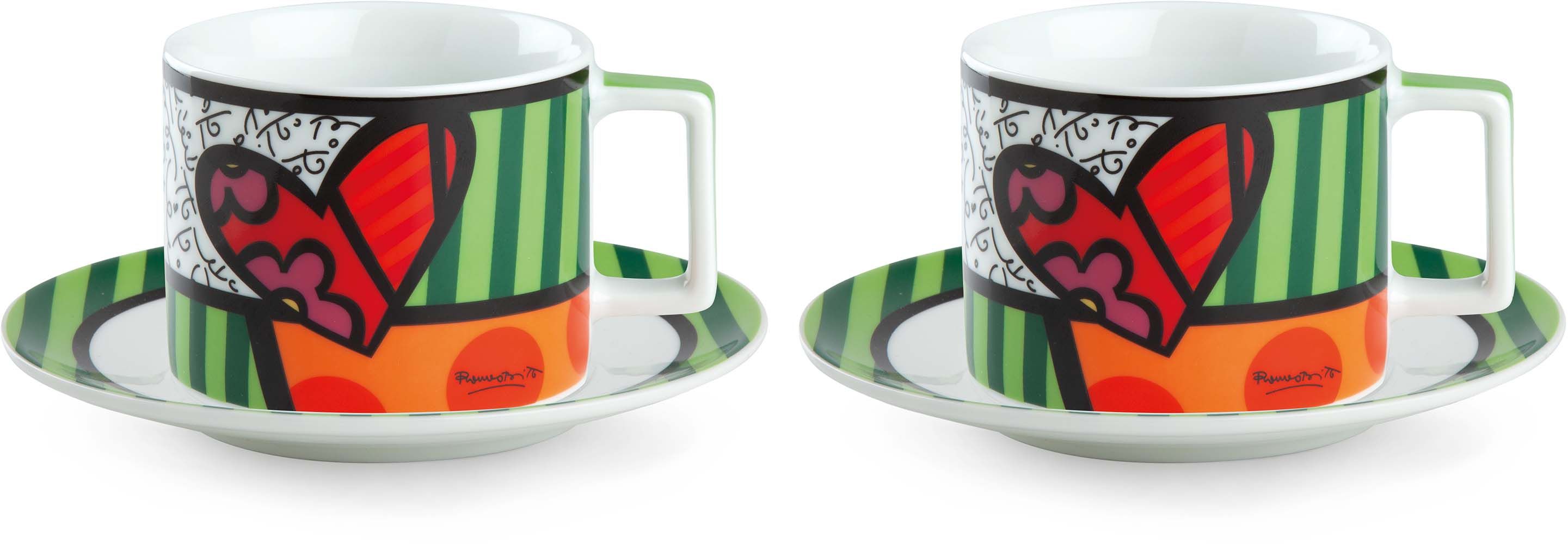 set 2 tazze cappuccino con piattino britto cuore ml.220 Egan