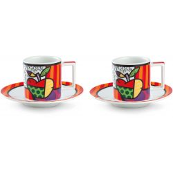 set 2 tazze caffe con piattino britto mela ml.90