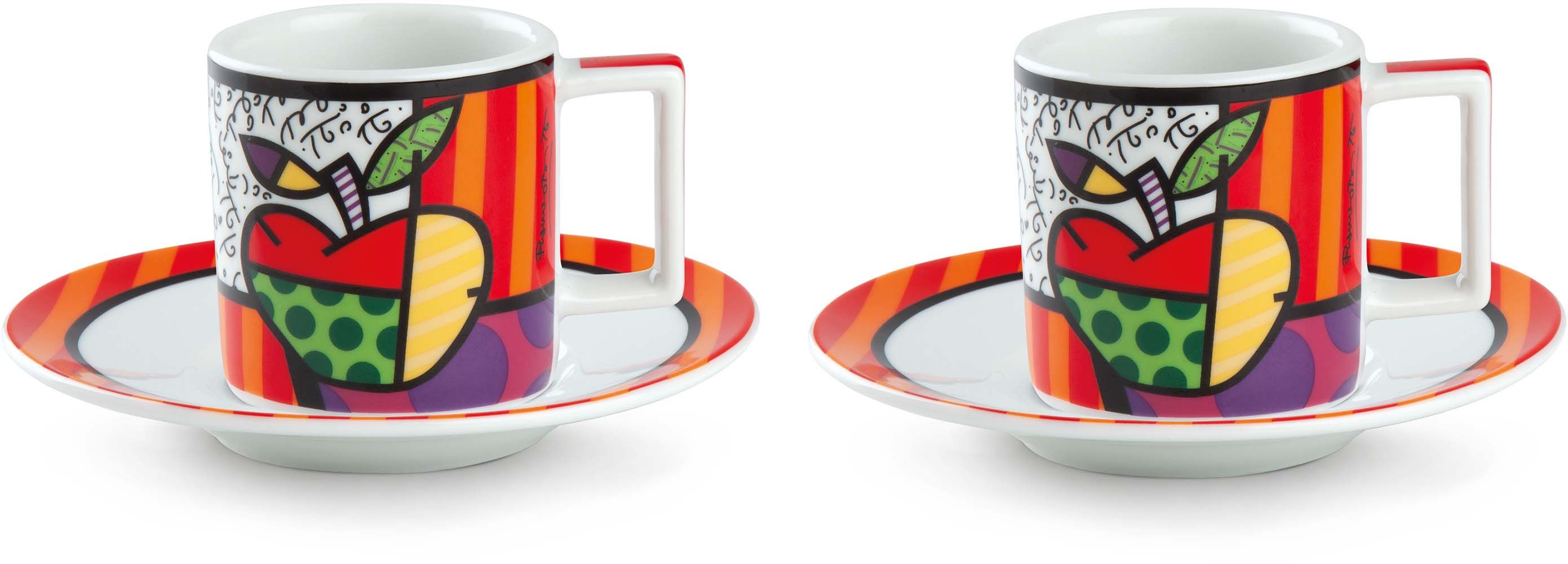 set 2 tazze caffe con piattino britto mela ml.90 Egan