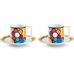 set 2 tazze caffe con piattino britto fiore ml.90