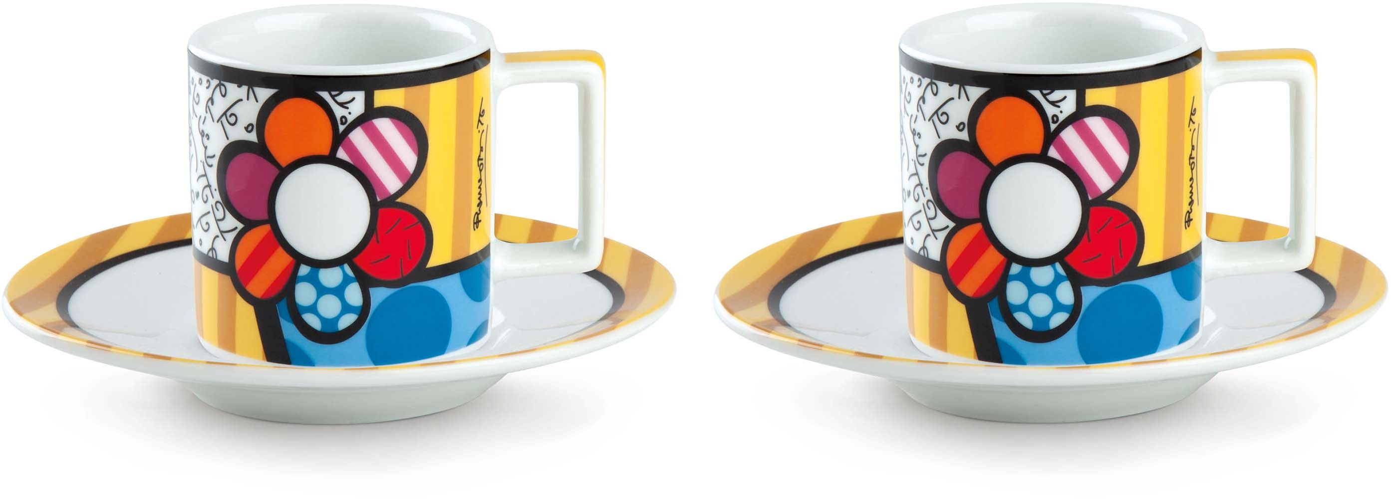 set 2 tazze caffe con piattino britto fiore ml.90 Egan