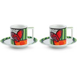 set 2 tazze caffe con piattino britto cuore ml.90